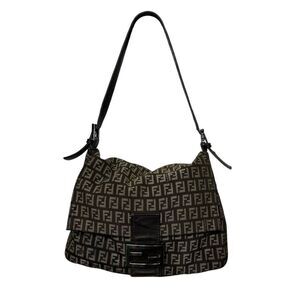 Fendi Mamma Baguette Zucchino FF Monogram Canvas Brown Shoulder Bag Hobo